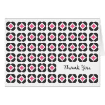 Retro Pattern blank note card-pink