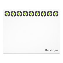 Retro Pattern Note Card - lime Personalized Invites