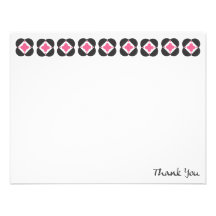 Retro Pattern Note Card - pink Personalized Invitation