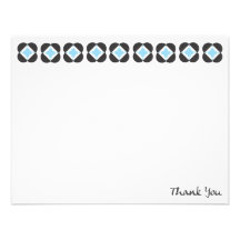 Retro Pattern Note Card - turquoise Custom Invitations