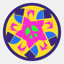 RETRO PEACE SIGN ROUND STICKER
