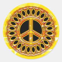 RETRO PEACE SIGN ROUND STICKER