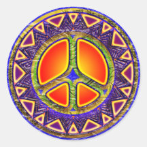 RETRO PEACE SIGN ROUND STICKERS