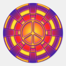 RETRO PEACE SIGN ROUND STICKERS