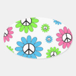 Retro Peace Symbol Flowers Stickers