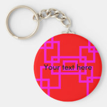 Retro pink squares on red key chains