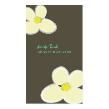 Retro plumerias in cream + graphite business card template