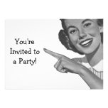 Retro Pointing Woman Custom Invite