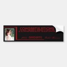 Retro Red and Black Graduation Wine Label Bumper Stickers
