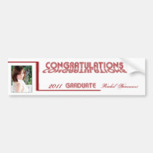 Retro Red and White Graduation Wine Label Bumper Sticker