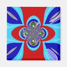 Retro red white blue turntable design fridge magnet