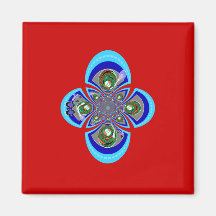 Retro red white blue turntable pattern magnets