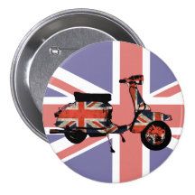 Retro scooter weathered Union jack design Buttons
