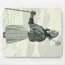 RETRO SKI GIRL SPORT MOUSE PADS