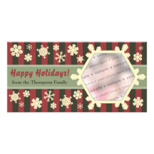 Retro Snowflakes Christmas Photocard Picture Card