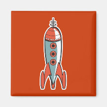 retro space rocket magnet
