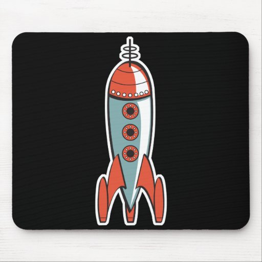 retro space rocket mouse mats