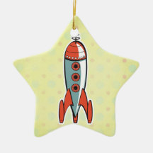 retro space rocket ornaments