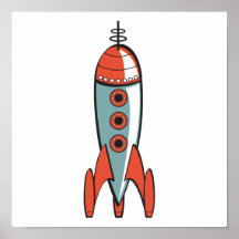 retro space rocket print