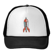 retro space rocket trucker hat