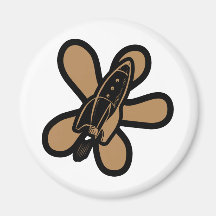 Retro Splat Rocket Black Orange Magnets
