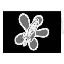 Retro Splat Rocket White Grey Greeting Card