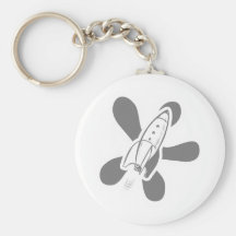 Retro Splat Rocket White Grey Key Chains