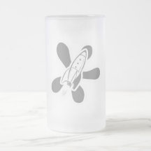 Retro Splat Rocket White Grey Mug