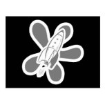 Retro Splat Rocket White Grey Postcard