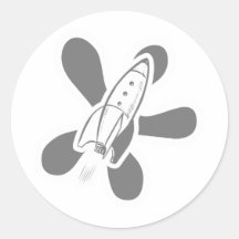 Retro Splat Rocket White Grey Sticker