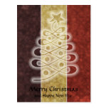 Retro Stencil Christmas Tree Postcard
