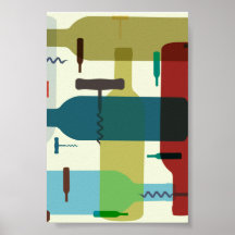 Retro style wine design print