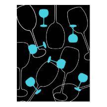 Retro style wine glass design post cards