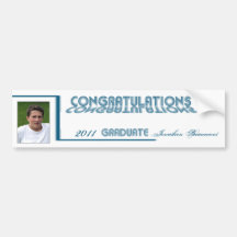 Retro Teal and White Graduation Wine Label Bumper Stickers