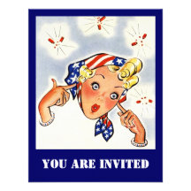 Retro Throwing Fire-Cracker Of a Party Invitation