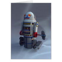 Retro Toy Robot Number 7 Card cards