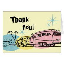 Retro Trailer Just Hitched Thank You Cards