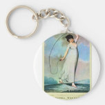 Retro Vintage Kitsch Pin Up Jump Roping Sophie W Key Chain