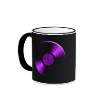 Retro Vinyl Record Album in Purple Mug