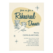 Retro Wedding Rehearsal Dinner Invitations