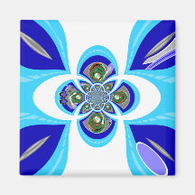 Retro white blue turntable design magnets