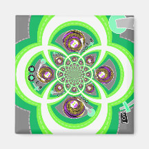 Retro white purple and green turntable refrigerator magnets