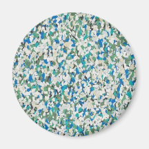 Retro White Turquoise Confetti Speckled Fridge Magnet