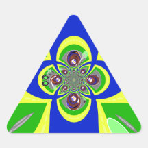 Retro yellow blue turntable design triangle stickers
