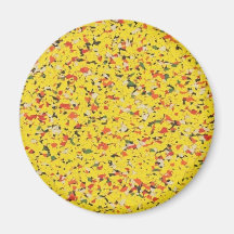 Retro Yellow Confetti Speckled Refrigerator Magnet