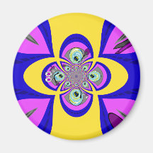 Retro yellow purple turntable design magnet
