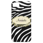 Retro Zebra Skin With Gold Bling iPhone 5 Case