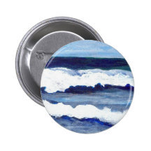 Rhapsody in Blue CricketDiane Ocean Waves Art Pinback Button