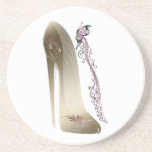 Rhapsody in Gold Stiletto Shoe Art Beverage Coasters