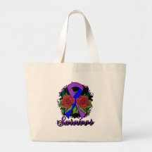 Rheumatoid Arthritis Survivor Rose Grunge Tattoo Canvas Bags